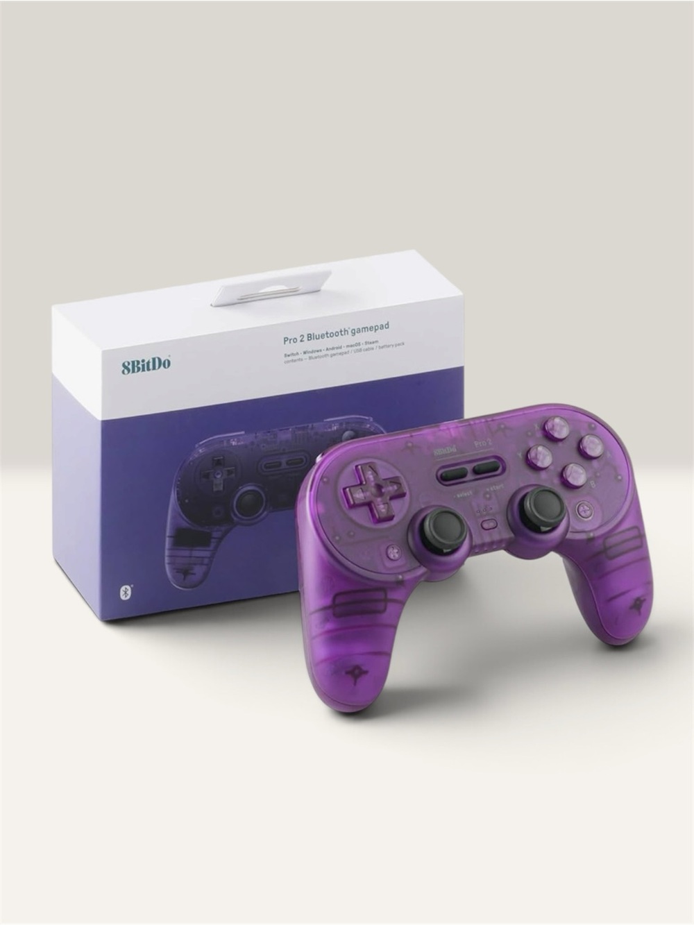 8Bitdo Pro 2 Bluetooth Controller Hall Effect Joystick(Transparent Purple)